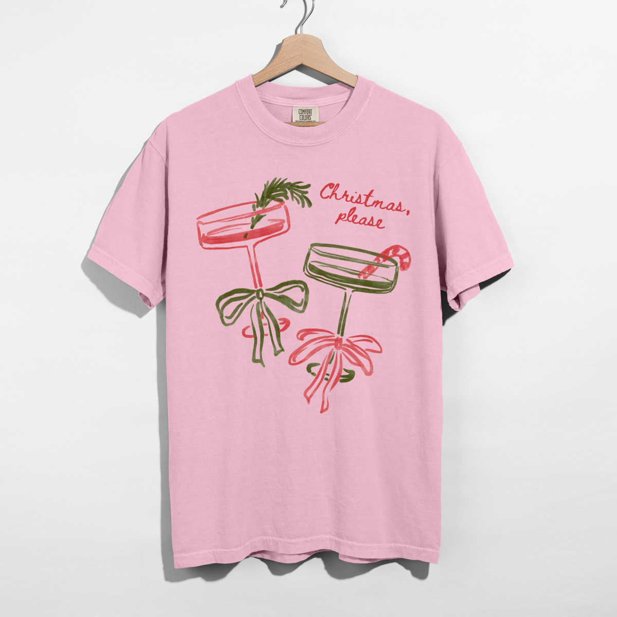 Christmas, Please Cocktail Tee – Festive Holiday Graphic T-Shirt