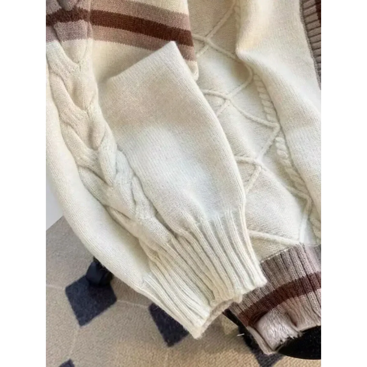 Bow Knit Cardigan – Y2K Aesthetic Contrast Trim Sweater