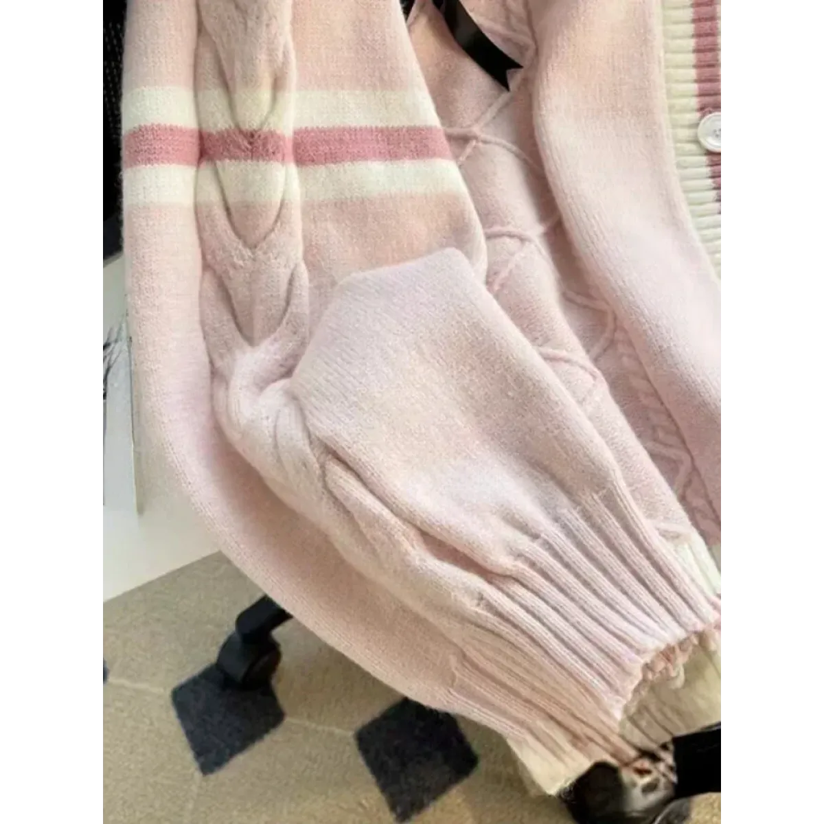 Bow Knit Cardigan – Y2K Aesthetic Contrast Trim Sweater