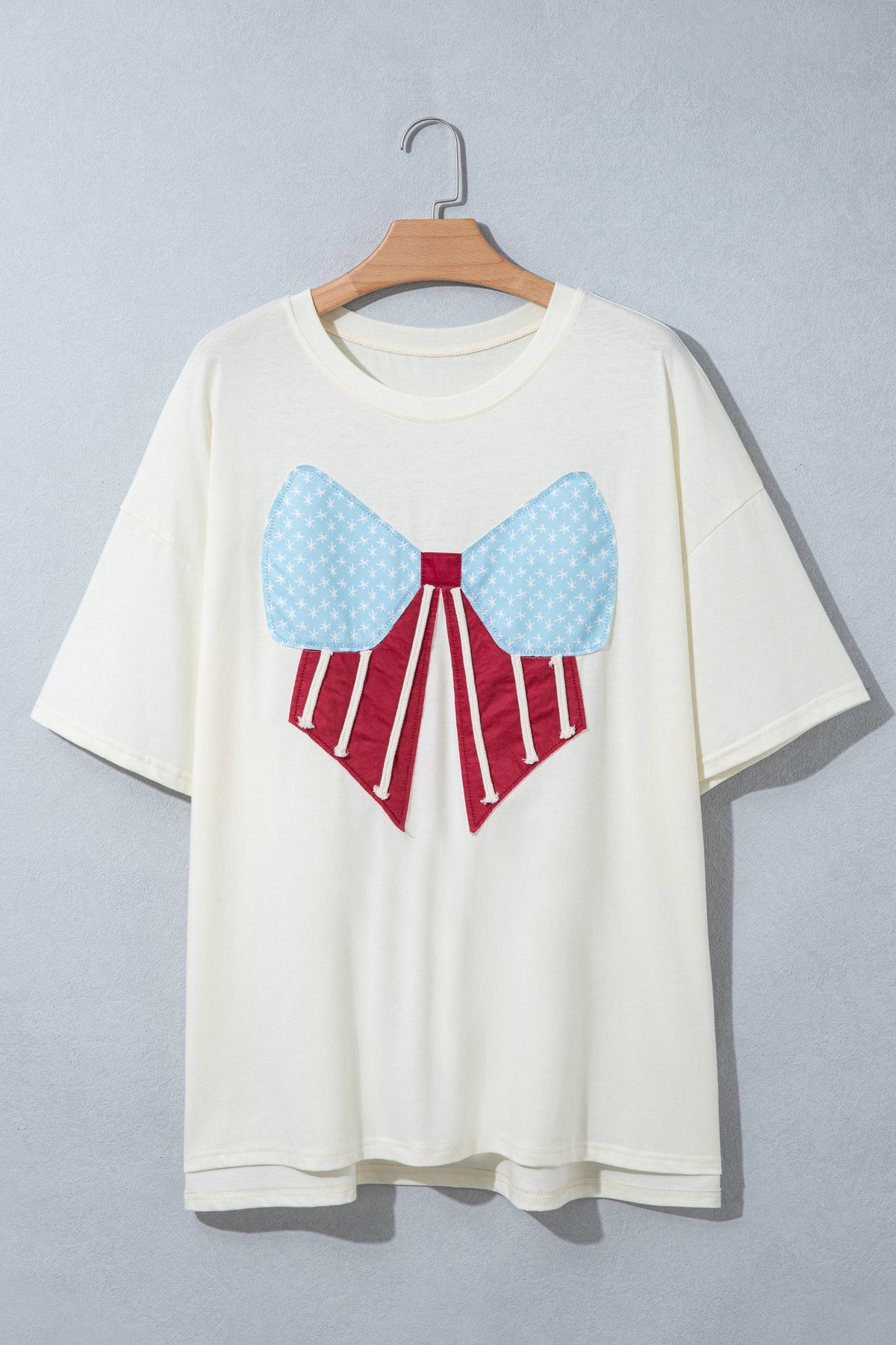 Plus Size USA Flag Bow Patch T-Shirt