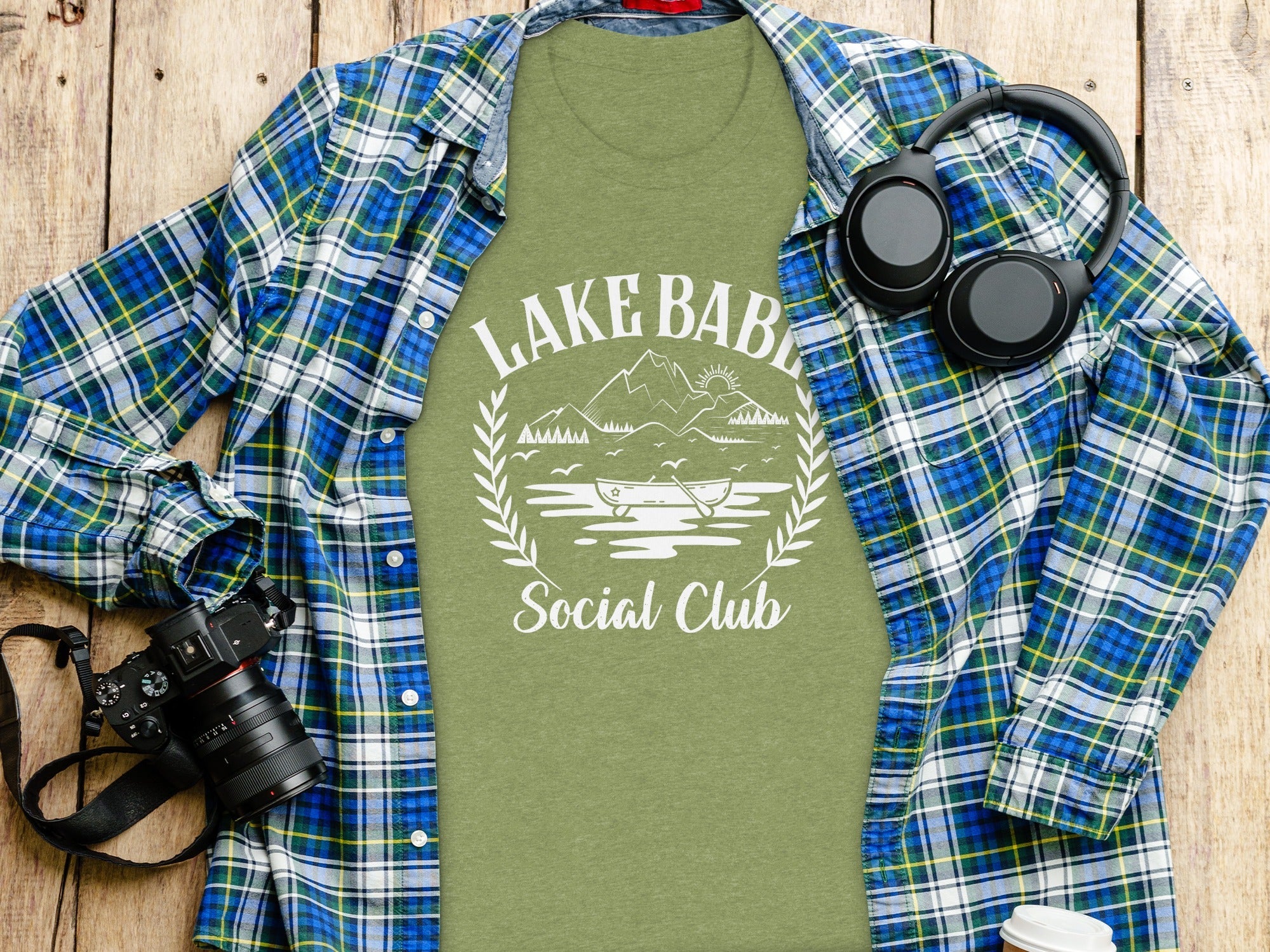 Lake Babe Social Club Mountains and Boat Graphic T-Shirt