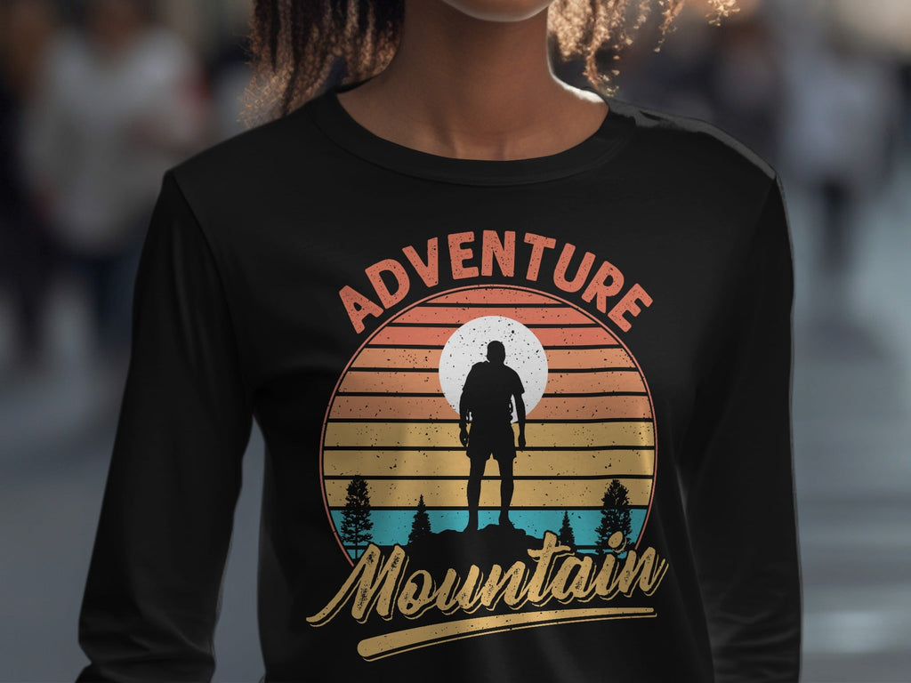 Adventure Above Mountain Sunset Graphic T-Shirt Long Sleeve T-Shirt