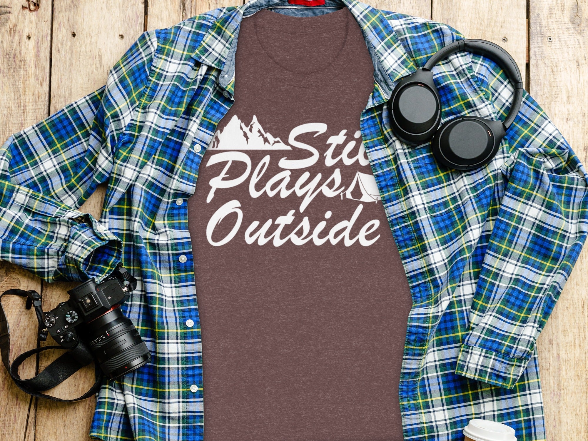 Still Plays Outside With Mountain Tent Graphic T-Shirt