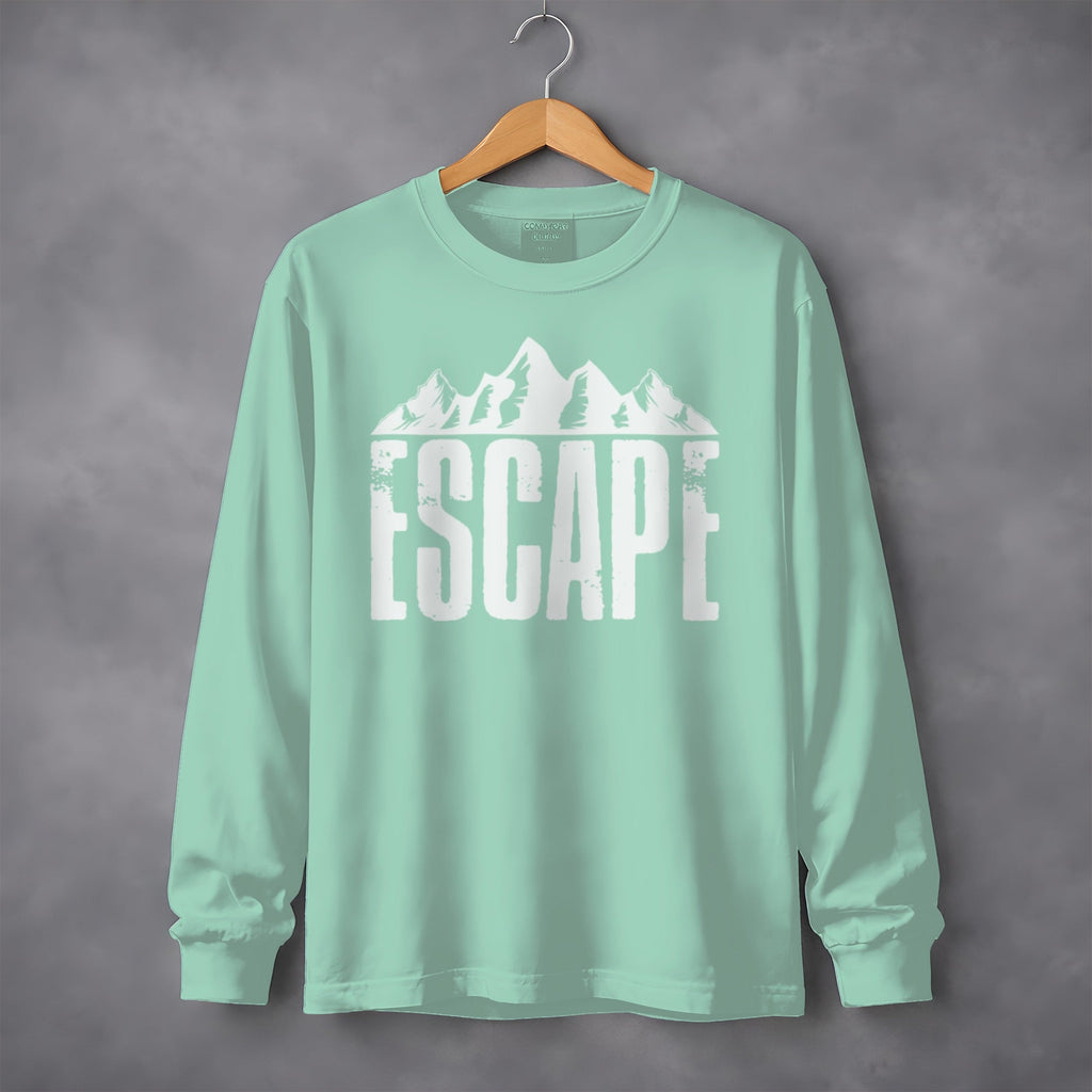 Escape to Nature with Mountain Graphic Art Long Sleeve T-Shirt