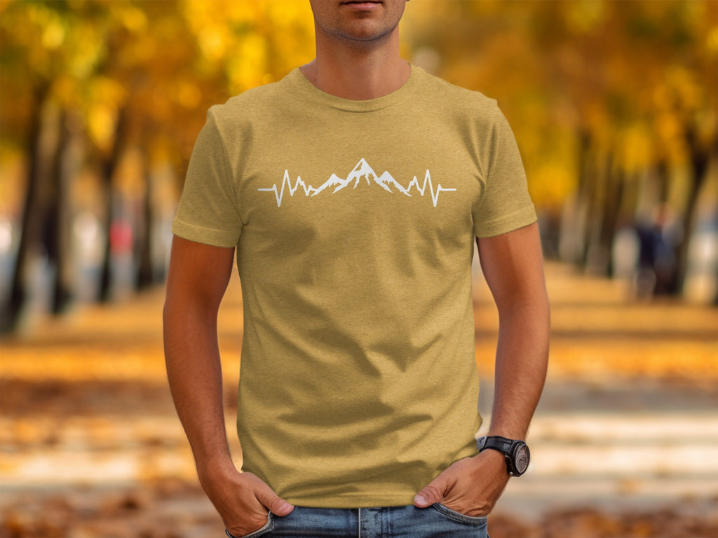 Mountain Heartbeat Line Illustration Graphic Design T-Shirt