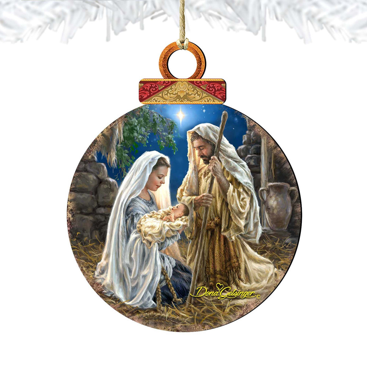 Glory to God Ball Wooden Ornaments by Gelsinger - Nativity Holiday Decor - 8021010-1722