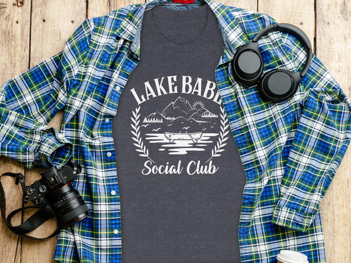Lake Babe Social Club Mountains and Boat Graphic T-Shirt