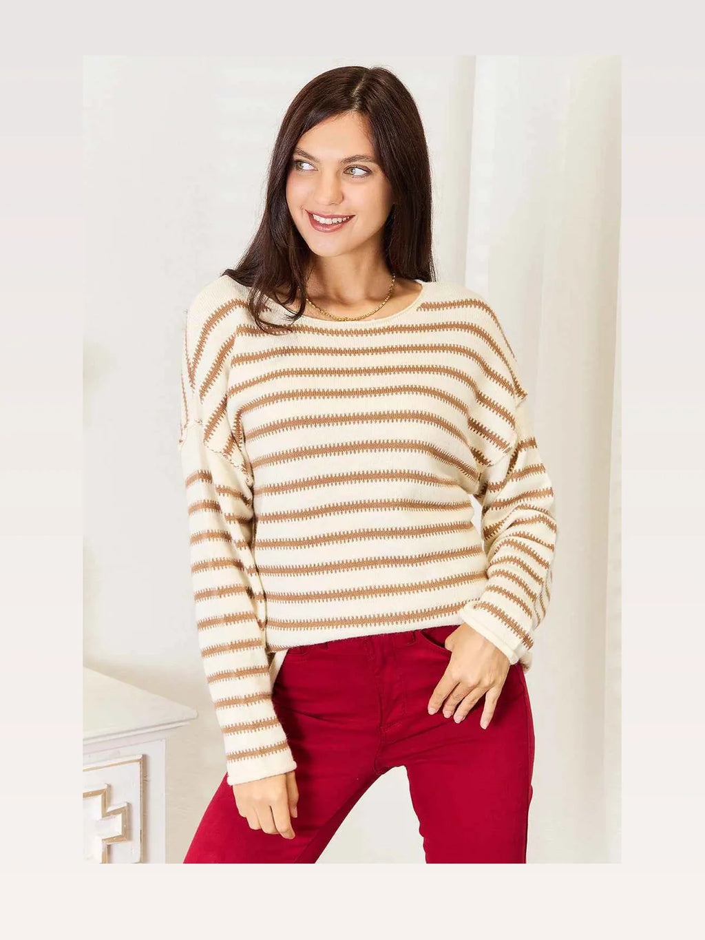 Striped Boat Neck Sweater