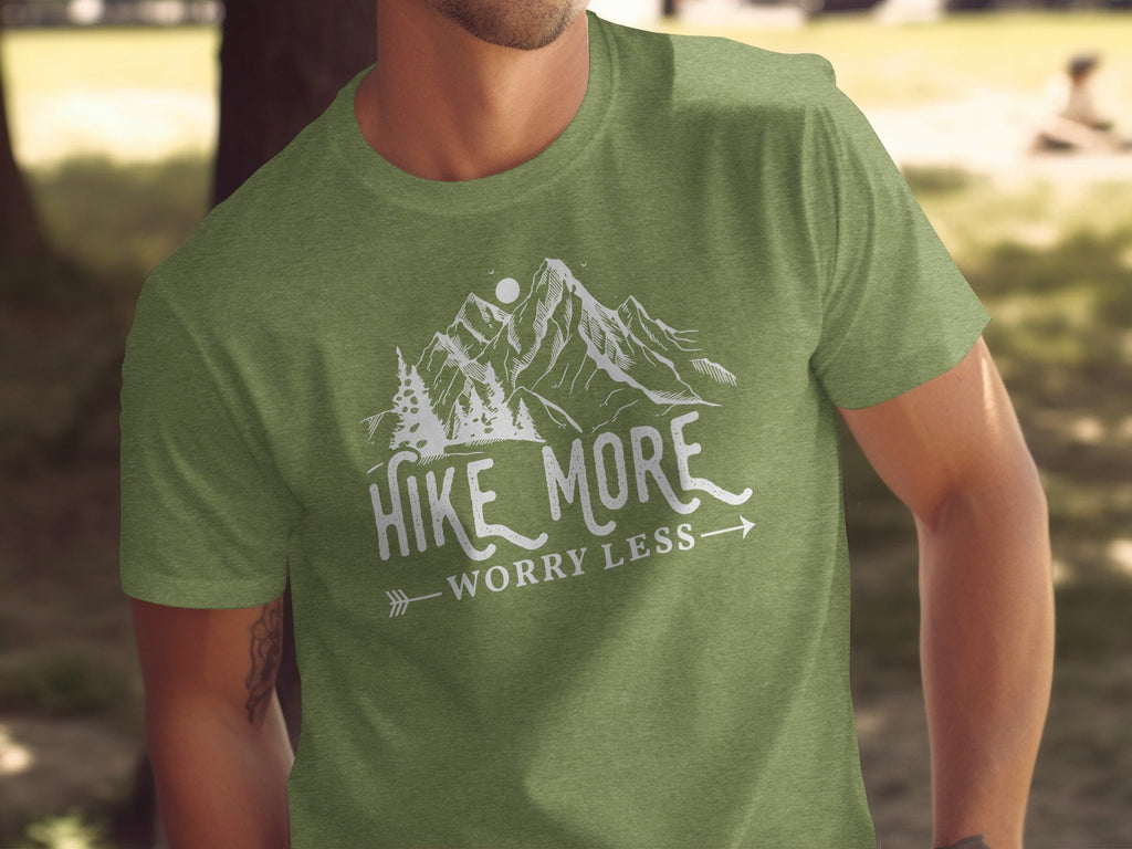 Hike More Worry Less Mountains Graphic Image T-Shirt