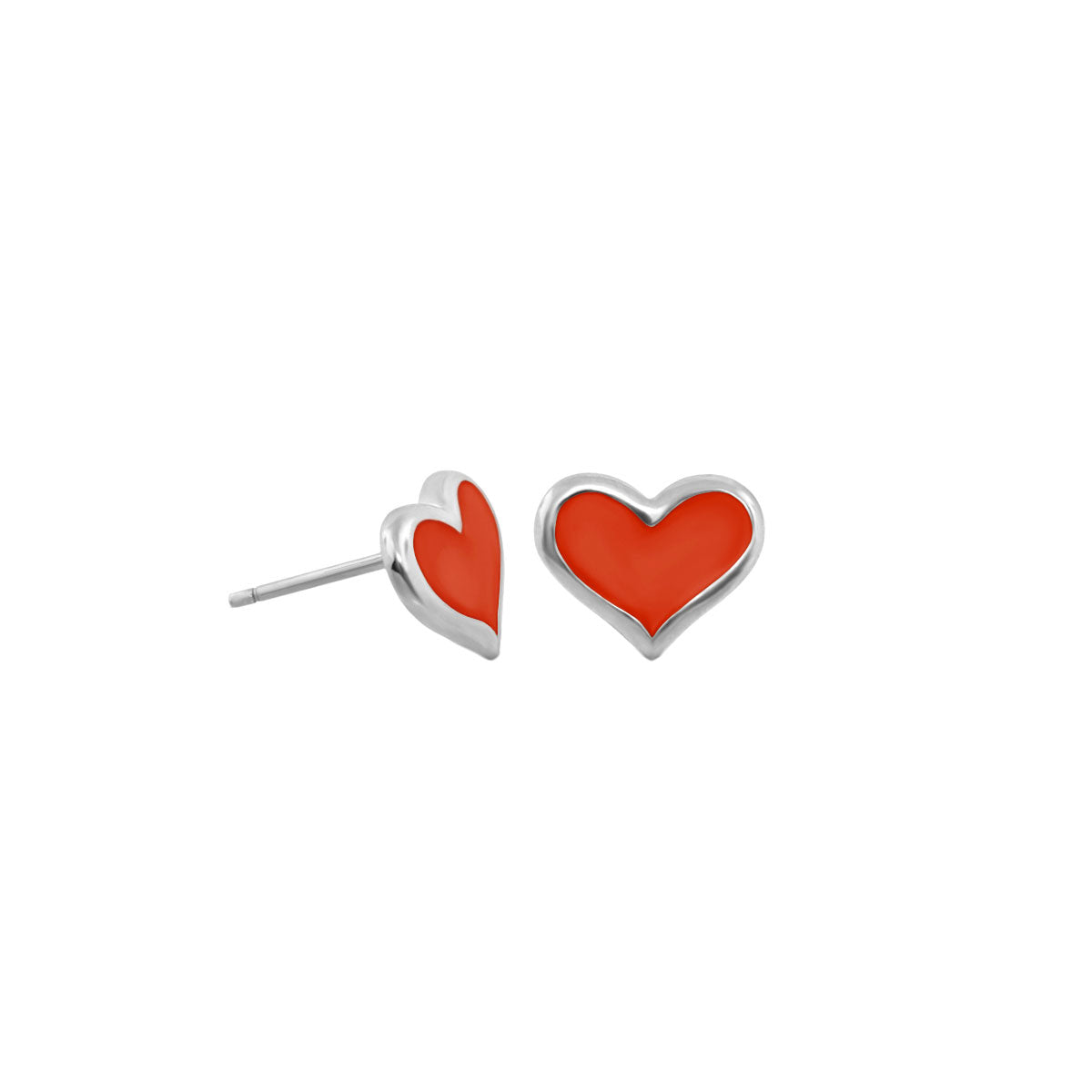 Heart Enamel Stud Earrings