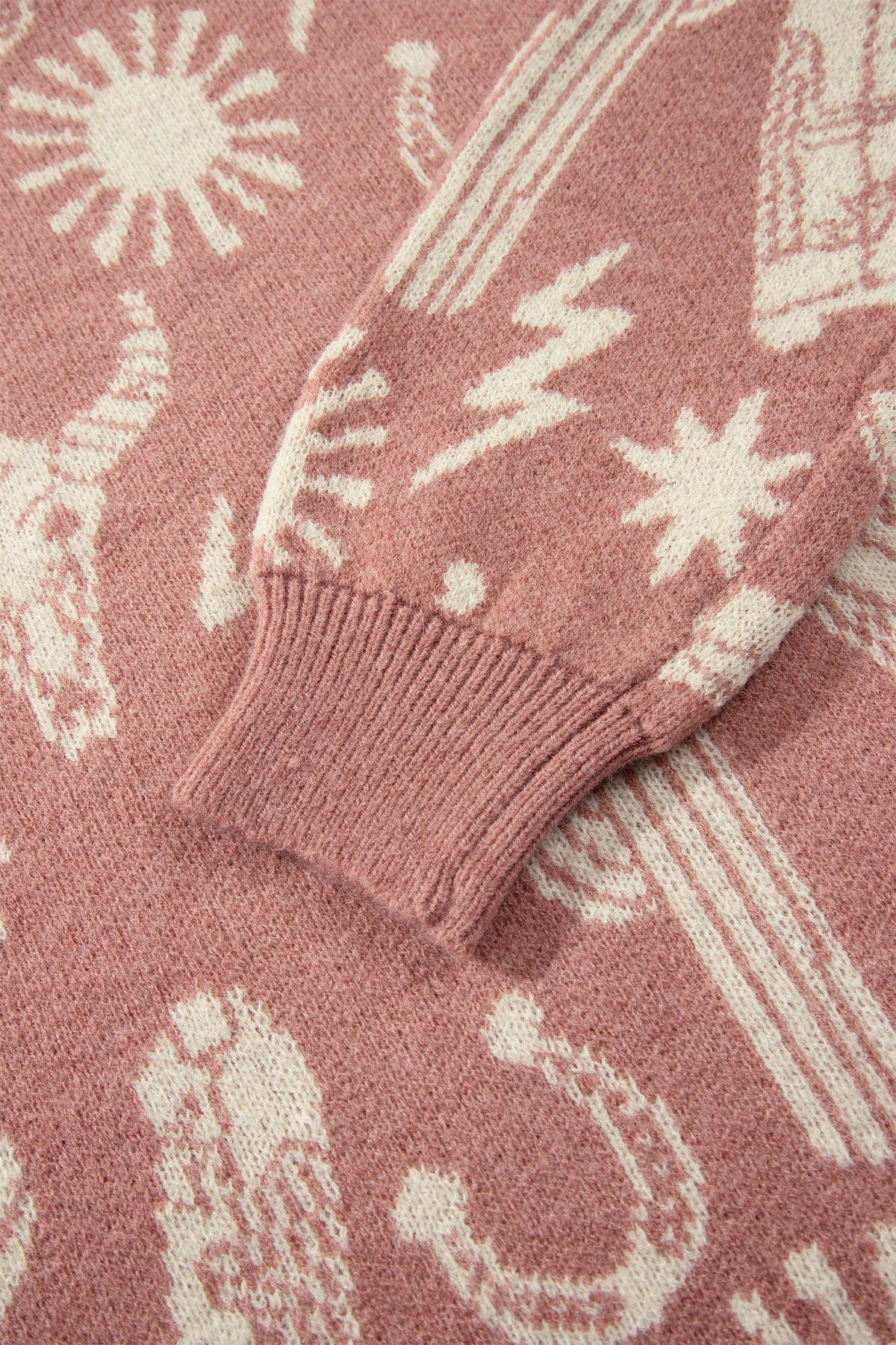 Western Drop Shoulder Long Sleeve Sweater
