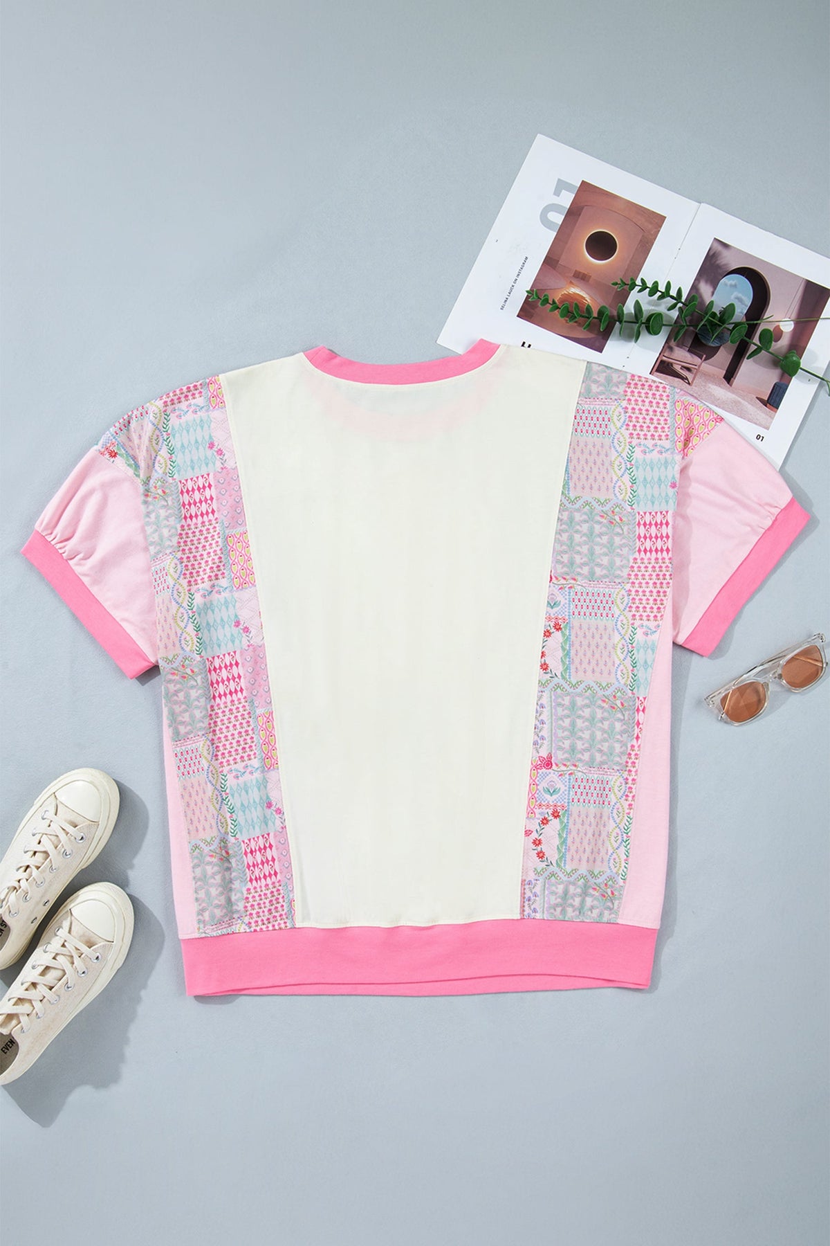 Plus Size Floral Patchwork Embroidered T-Shirt