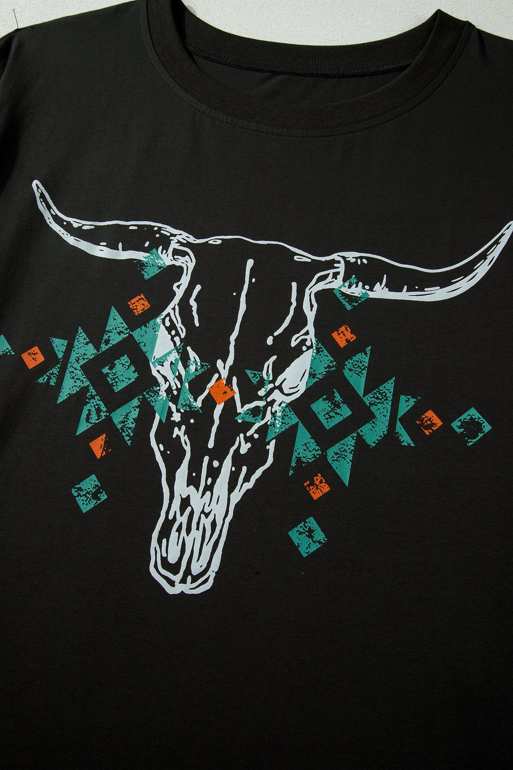 Plus Size Western Aztec Bull Skull T-Shirt