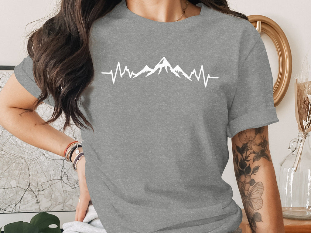 Mountain Heartbeat Line Illustration Graphic Design T-Shirt