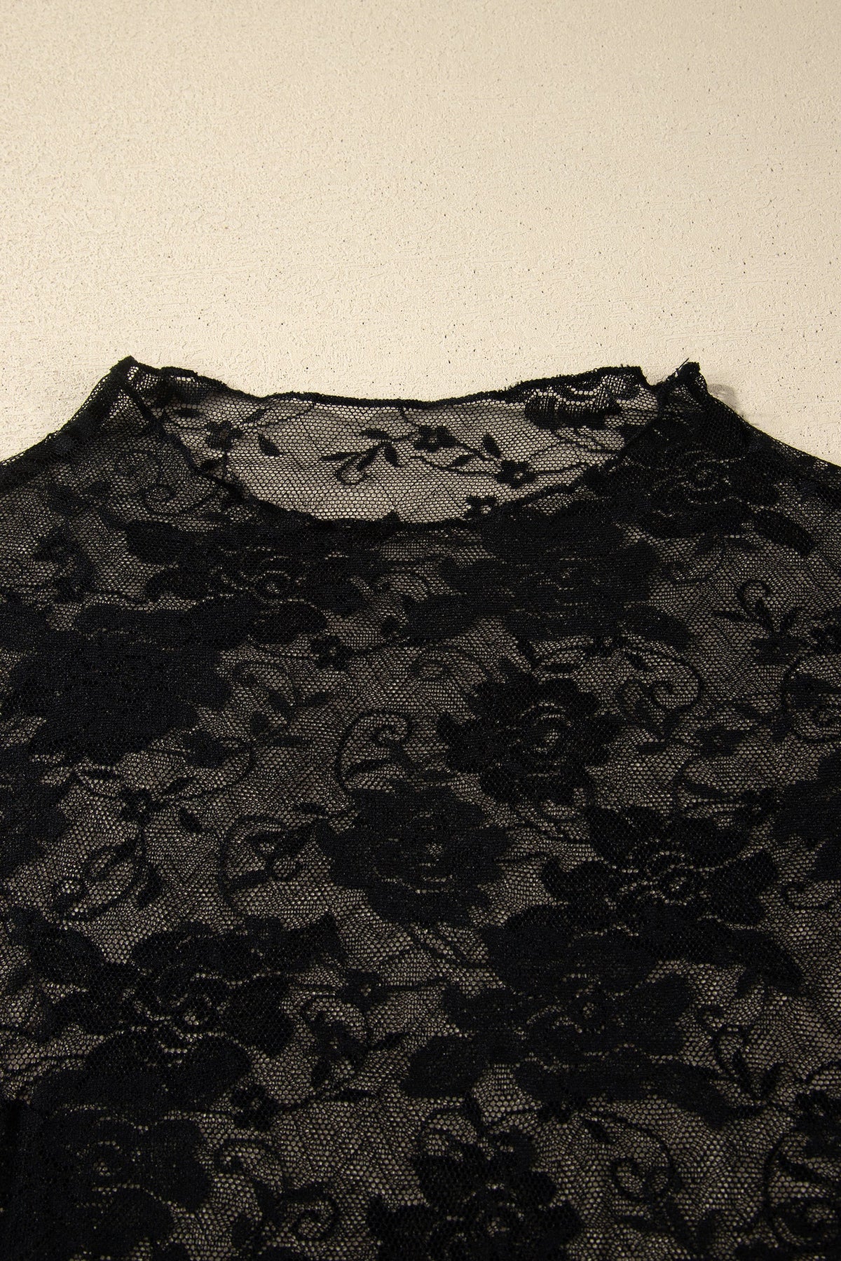 Plus Size Floral Mesh Long Sleeve Top