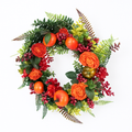 Autumn Wreath with Pumpkin, Leaves and Berries
