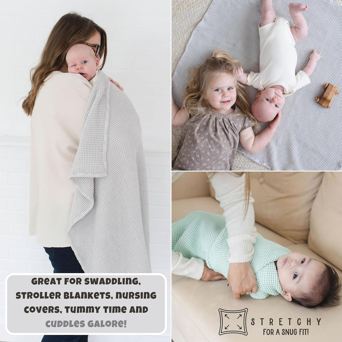 Grey Waffle Baby Blanket