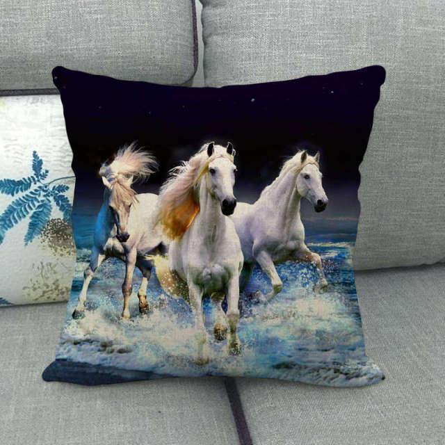 Horse Print Throw Pillow Covers Decorative Pillowcase Square Cushion Covers For Home Sofa Bedroom Livingroom Throw Pillow Covers Horse Herd Run in Desert Sand Storm Against Dramatic Sky Decor Linen Pillow Cases 45X45CM