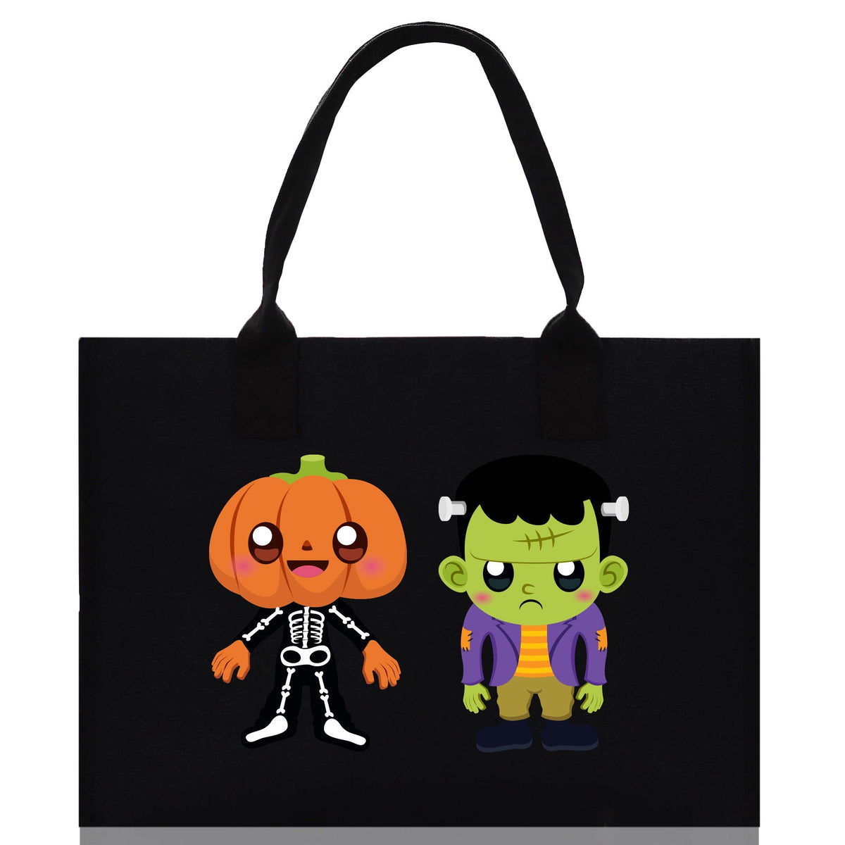 Halloween Trick or Treat Tote Bag Halloween Tote Bag for Kids Halloween Gift Halloween Candy Bag Halloween Doodles Cute Canvas Tote Bag