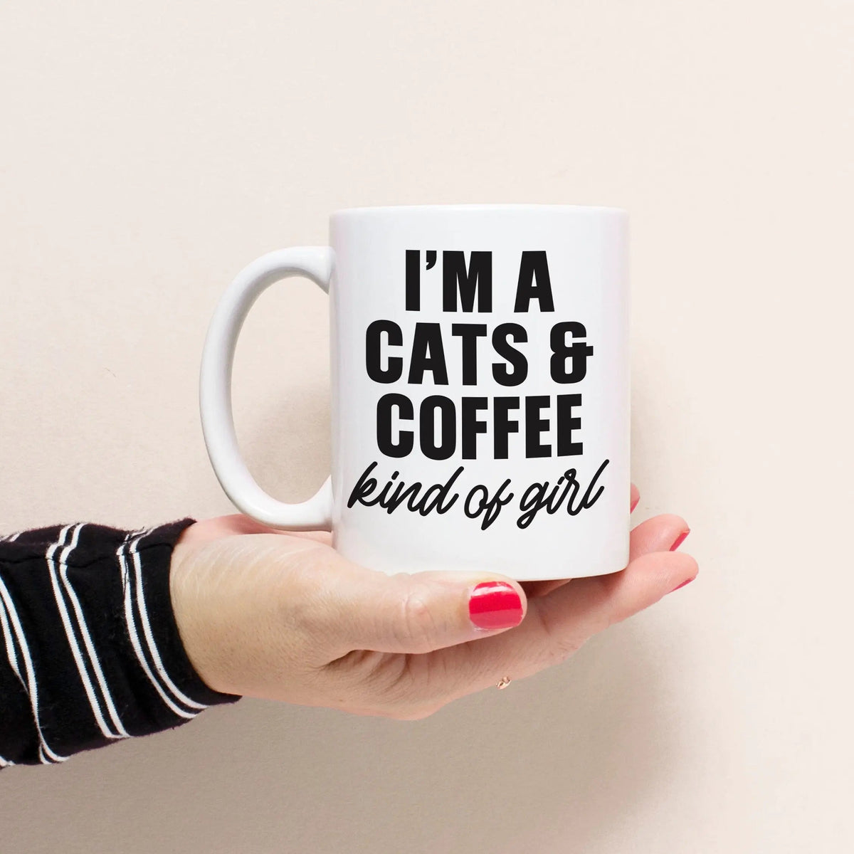 Cat Mug - cat coffee mug - I'm a Cats & Coffee Kinda Girl Ceramic Coffee Mug - cat lover gift for women - cat gift for cat lovers