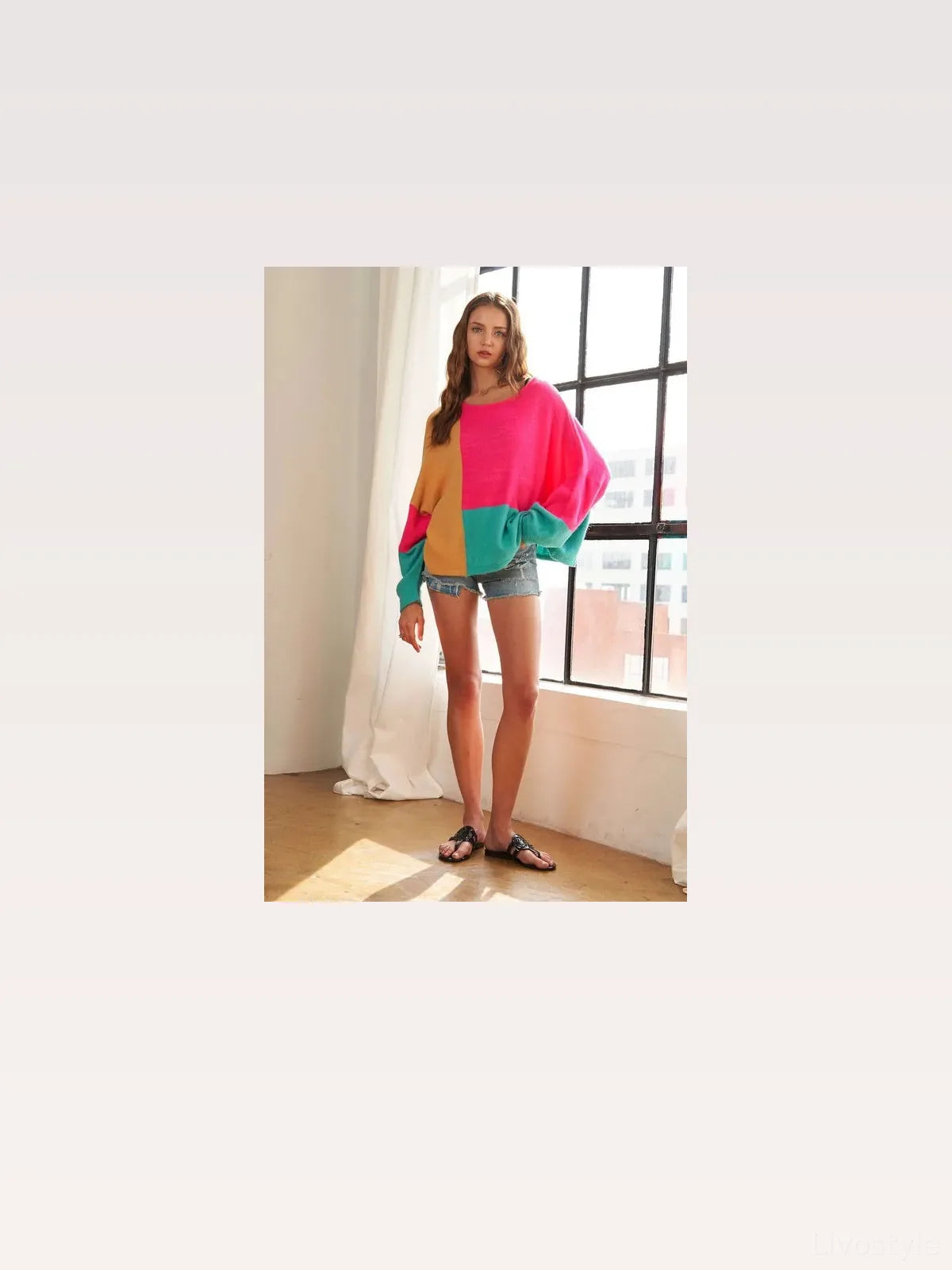 Stylish Oversized Colorblock Sweater