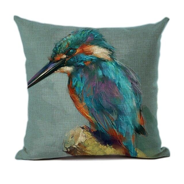 Lovely Bird Polyester Cotton Cushion Cover Bird On The Tree Accent Decorative Throw Pillow Case Hand Painted Cushion Cover Cute Bird Pillow Shells Flower Pattern Pillow Covers Decorative For Sofa Bed Living Room Luxury New Stylish Pillows 45x45cm