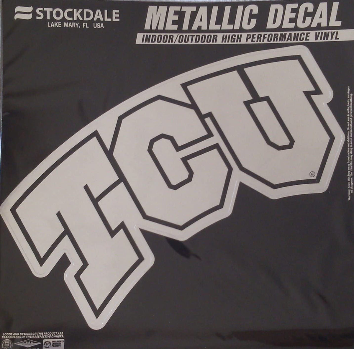 Texas Christian University Horned Frogs TCU 6 Inch Decal Sticker, Metallic Chrome Shimmer Design, Vinyl Die Cut, Auto Home
