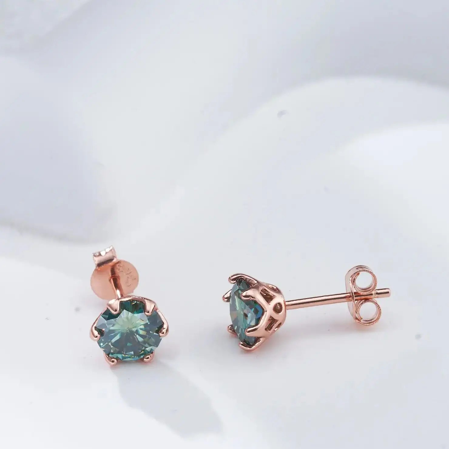 Moissanite Stud Earrings 0.5-2 CT 925 Sterling Silver Rose Gold Plated Gift