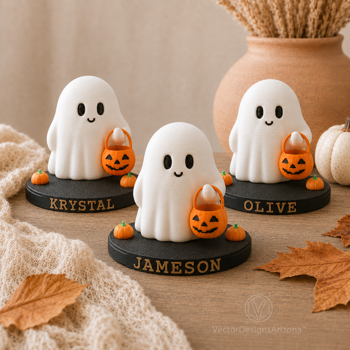 Tiny Trick-or-Treat Ghost with Optional Personalized Stand