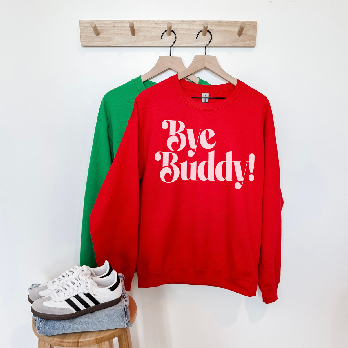 Bye Buddy! Holiday Crewneck Sweatshirt | Elf Movie Quote Christmas Crewneck