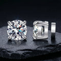 S925 Magnetic Moissanite / CZ Stud Earrings for Men Women, 1ct 6.5mm 4-Prong Round Cut, Inlaid Magnetic Earrings Non-Piercing Clip On Stud Earring