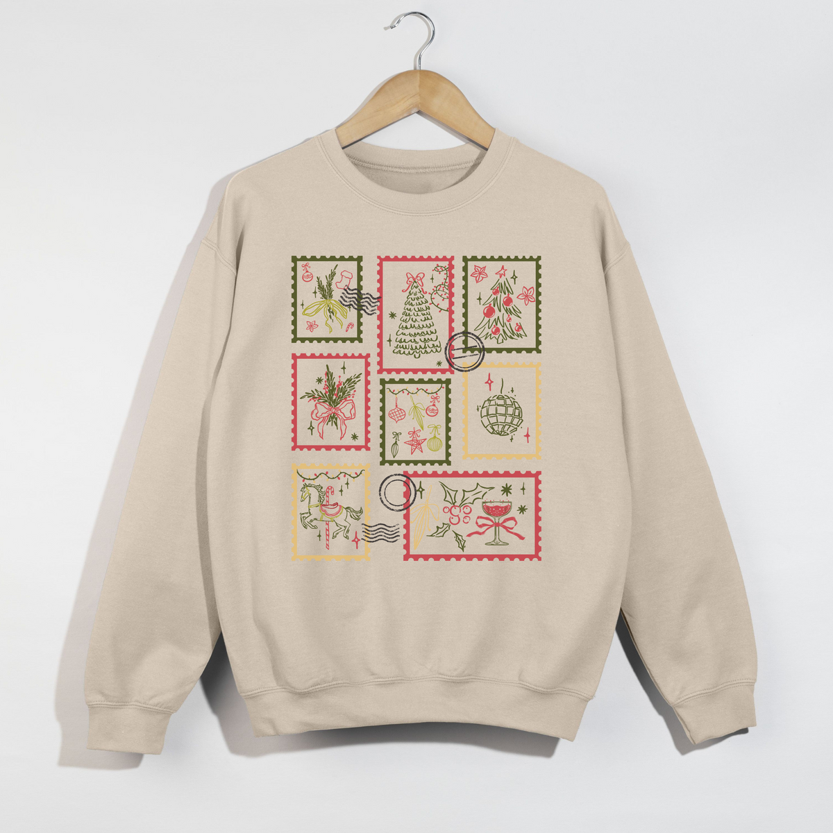 Christmas Postage Stamps Crewneck Sweatshirt