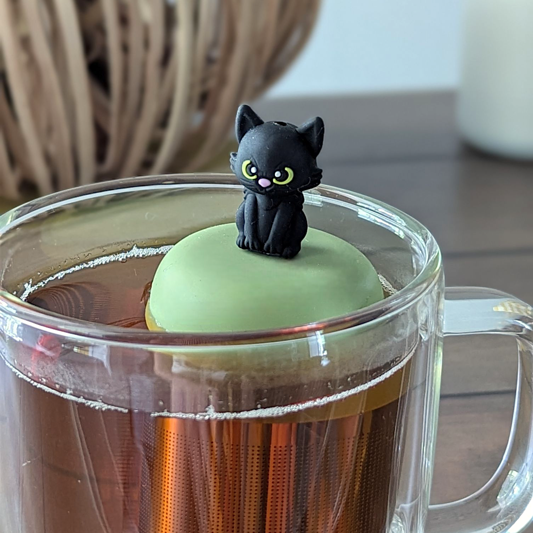 Floating Black Halloween Cat Tea Infuser - Cute Animal Tea Infuser for Loose Leaf Tea