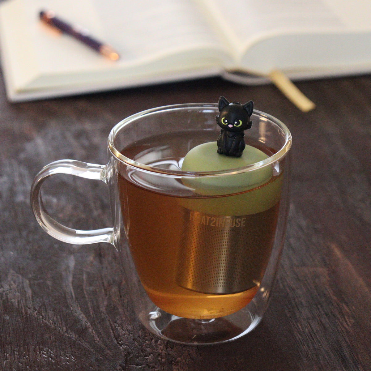 Floating Black Halloween Cat Tea Infuser - Cute Animal Tea Infuser for Loose Leaf Tea
