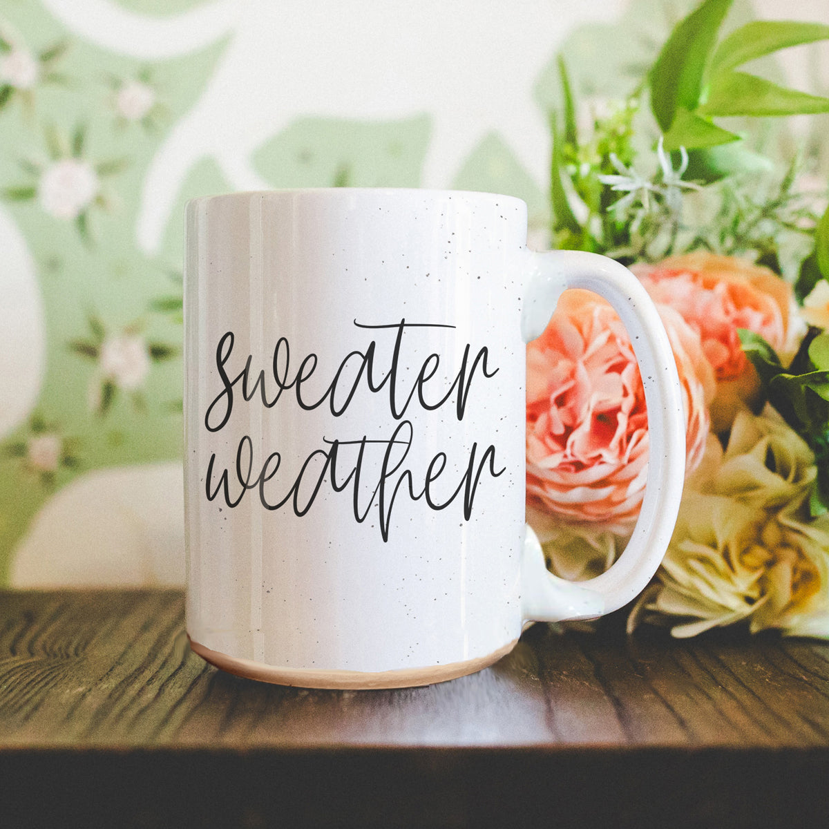 Sweater Weather Ceramic Mug 16oz - Cozy Autumn Winter Coffee Tea Cup