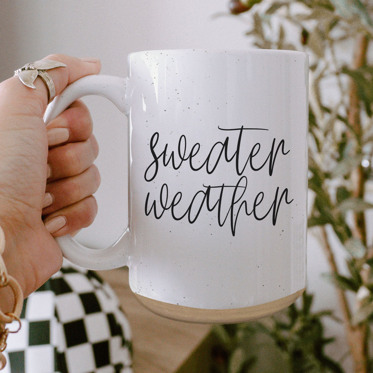 Sweater Weather Ceramic Mug 16oz - Cozy Autumn Winter Coffee Tea Cup