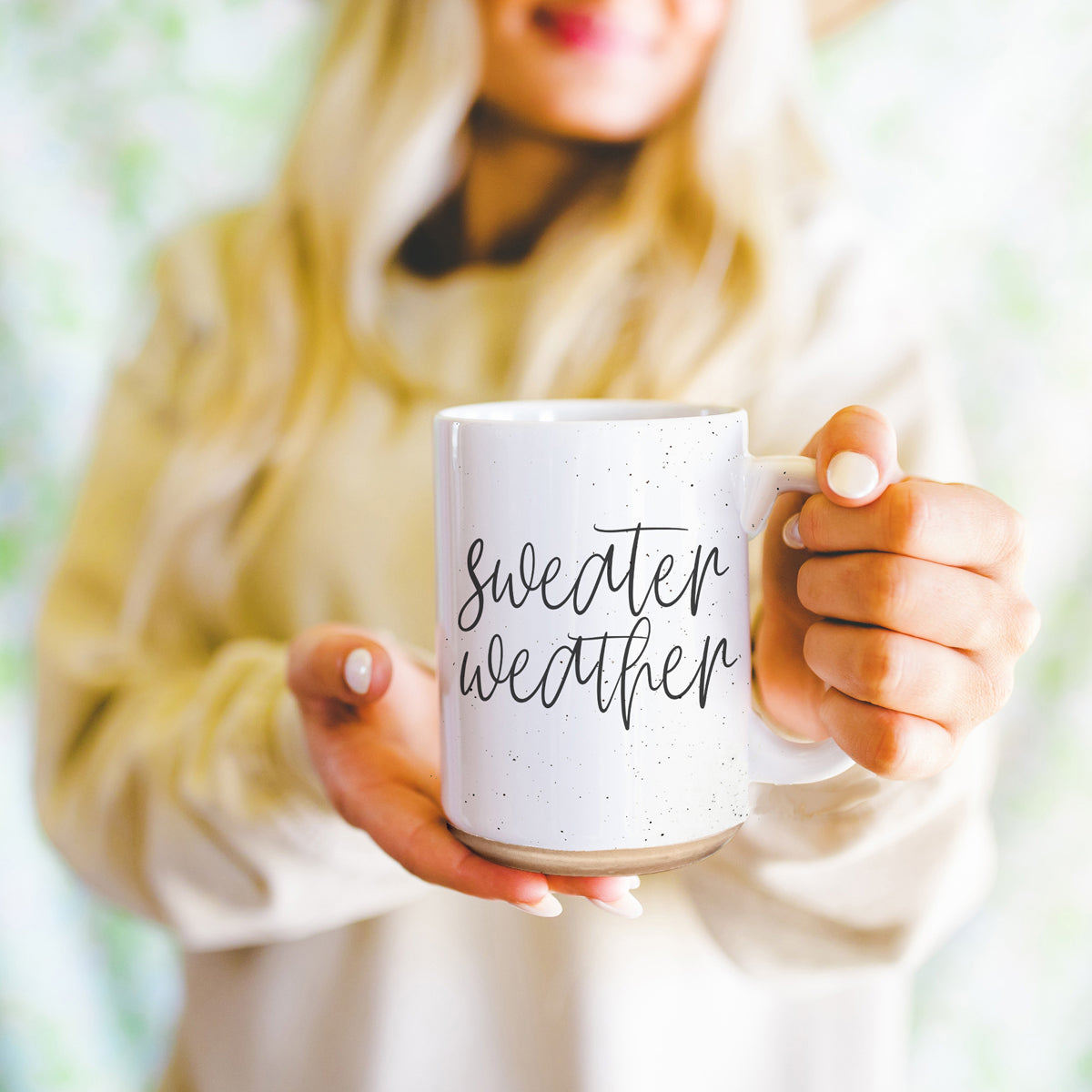 Sweater Weather Ceramic Mug 16oz - Cozy Autumn Winter Coffee Tea Cup