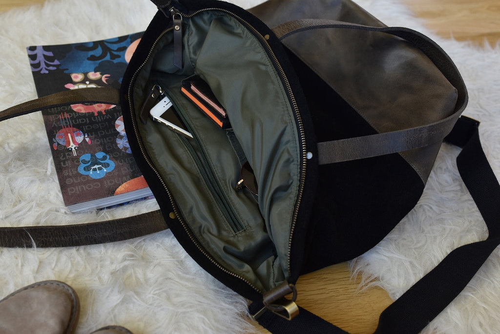 Waxed Canvas And Leather Boyfriend Tote Bag Large Everyday