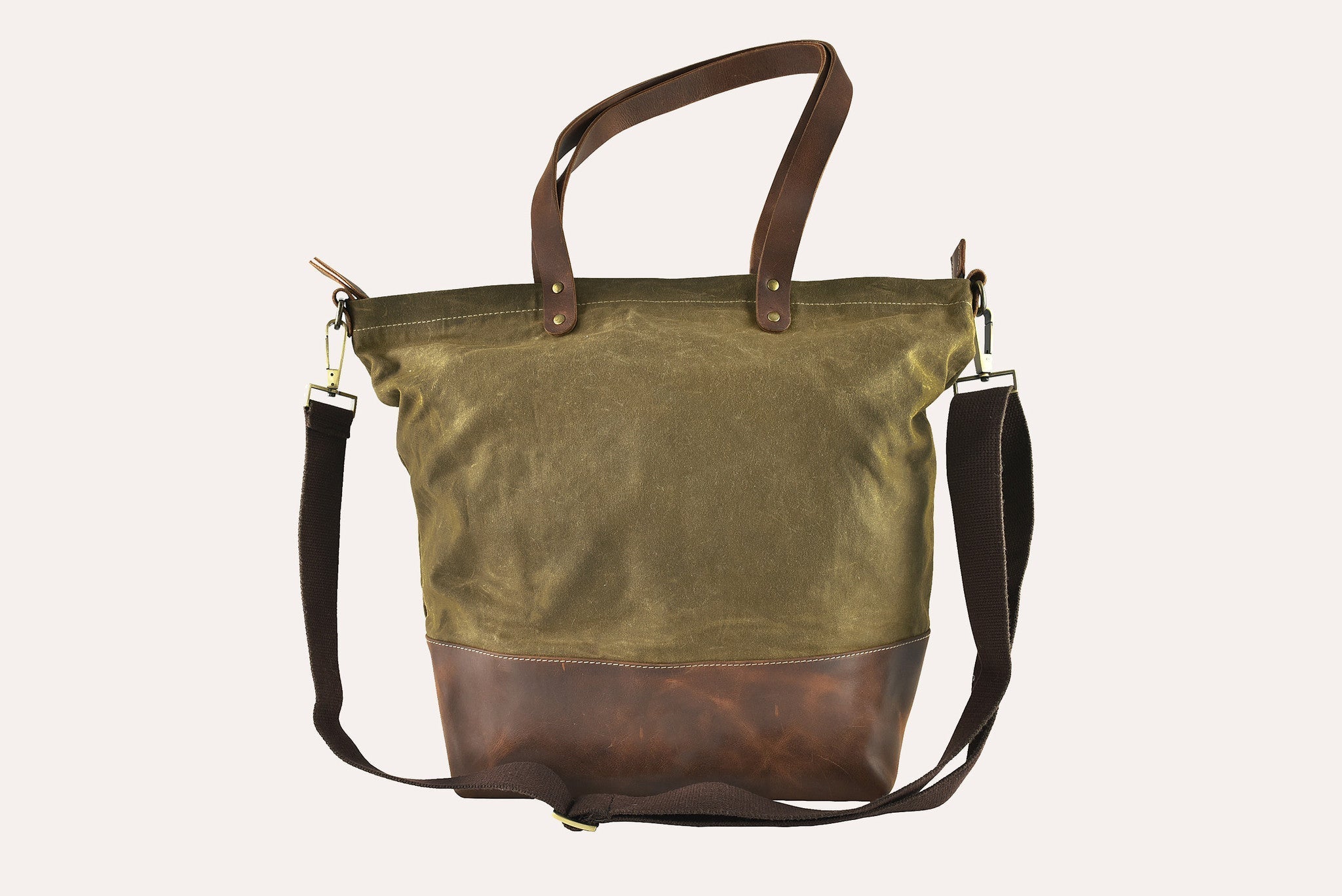 Waxed Canvas And Leather Boyfriend Tote Bag Large Everyday