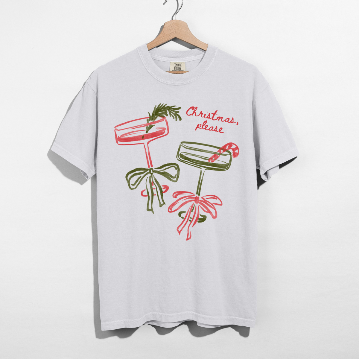 Christmas, Please Cocktail Tee – Festive Holiday Graphic T-Shirt